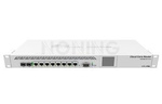 CCR1009-7G-1C-1S+ 1U rackmount, 7x Gigabit Ethernet, 1x Combo port (SFP or Gigabit Ethernet), 1xSFP+ cage, 9 cores x 1.2GHz CPU, 2GB RAM, LCD panel, Dual Power supplies, SmartCard slot, RouterOS L6