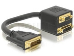 Adapter Dvi-I(M)(24+5) Dual Link->Dvi-I(F)(24+1)+Vga(F) Na Kablu 10cm Czarny Delock