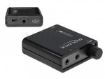 Wzmacniacz Słuchawkowy Minijack 3.5mm(F)->2x Minijack 3.5mm(F) + Micro Usb(F) Czarny + Bass Delock