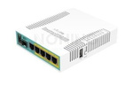hEX PoE 5x Gigabit Ethernet with PoE output for four ports, SFP, USB, 800MHz CPU, 128MB RAM, RouterOS L4