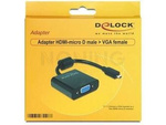 Adapter Hdmi Micro(M)->Vga(F) Na Kablu 25cm Czarny Delock
