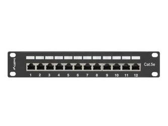 Patch Panel 12 Port 1u 10" Ekranowany Kat5e Czarny Lanberg