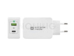 Ładowarka Sieciowa Natec Extreme Media 33w 2x Usb 6a 100-240v Quick Charge 3.0 Power Delivery Biała