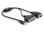 Adapter Usb-A(M) 2.0->Serial 9pin Db9 (Com)(M)+Lpt 25pin Db25(F) Na Kablu 35cm Czarny (Combo) Delock