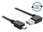 USB MINI-B(M)->USB-A(M) 2.0 CABLE 0.5M ANGLED LEFT/RIGHT EASY-USB BLACK DELOCK