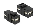 Moduł Keystone Gniazdo Usb-A(F) 2.0->Usb-A(F) Do Puszki Montażowej Czarny Delock