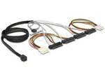Kabel Sas Mini Hd Sff-8643(M)->4x Sas Sff-8482 29 Pin(F)+2x Molex(M) 50cm Sideband Delock