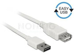 Przedłużacz Usb-A M/F 2.0 2m Easy-Usb Biały Delock