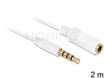 EXTENSION CABLE MINIJACK 3.5MM M/F 4 PIN 2M WHITE  FOR IPHONE DELOCK