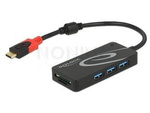 USB-C 3.1 HUB DELOCK 3-PORTS+SD CARD READER 15CM BLACK