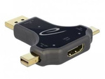 Adapter 3w1 Usb C(M)/Displayport(M)/Mini Displayport(M)->Hdmi(F) 4k Czarny Metalowa Obudowa Delock