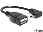 USB MINI-B(M) ANGLED RIGHT->USB-A(F) 2.0 CABLE 0.16M OTG BLACK DELOCK