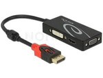 Adapter Displayport(M) 1.2->Hdmi(F)+Vga(F)+Dvi-D(F)(24+1) Na Kablu 20cm Czarny Delock