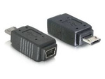 Adapter Usb Mini(F) 2.0->Usb Micro(M) Czarny Niklowane Styki Delock