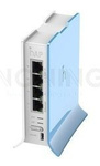 hAP lite TC Small home AP with four ethernet ports and a colorful enclosure.