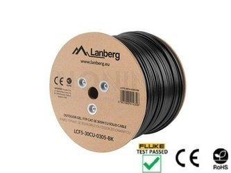 OUTDOOR LAN CABLE GEL-FILLED FTP CAT.5E 305M SOLID CU GREY FLUKE PASSED LANBERG