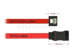 Kabel Sata Data Iii (6gb/S) F/F 10cm Z Zatrzaskami Metalowymi Flexi Czerwony Delock