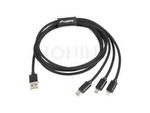 Kabel Combo Usb-A(M)->Usb Micro(M)+Lightning(M)+Usb-C(M) 2.0 1.8m Czarny Premium Lanberg