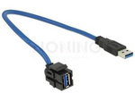 DELOCK KEYSTONE MODULE USB 3.0 A FEMALE > USB 3.0 A MALE 250° WITH CABLE