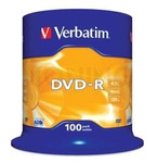 DVD-R VERBATIM 4.7GB X16 MATT SILVER (100 CAKE)