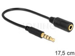 MINIJACK 3.5MM M/F 4 PIN CABLE 0.17M BLACK REPLACED PINS FOR APPLE, SAMSUNG, NOKIA DELOCK