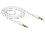Kabel Audio Minijack 3.5mm M/M 4 Pin 1m Biały Dla Iphone Delock