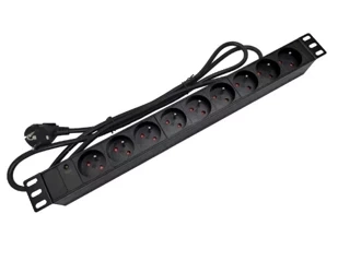 Listwa zasilająca 19” 9 gniazd 230V z filtrem czarna kabel 3m
