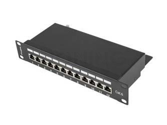 Patch Panel 12 Port 1u 10" Ekranowany Kat6 Czarny Lanberg