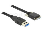 USB MICRO-B(M) WITH SCREWS->USB-A(M) 3.0 CABLE 1M BLACK DELOCK
