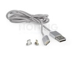 Kabel Combo Usb-A(M)->Usb Micro(M)+Lightning(M) 2.0 1m Srebrny Magnetyczny Gembird
