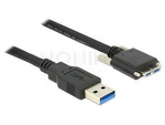 USB MICRO-B(M) WITH SCREWS->USB-A(M) 3.0 CABLE 3M BLACK DELOCK