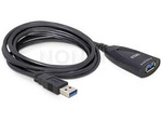 Przedłużacz Usb-A M/F 3.0 5m Aktywny Czarny Delock