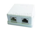 TWO JACK SURFACE MOUNT BOX WITH 2 CAT5E HALF-SHIELDED KEYSTONE JACKS