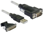 Adapter Usb-A(M) 2.0->Serial 9pin Db9 (Com)(M)+Serial 25pin Db25(M) Na Kablu 180cm Delock