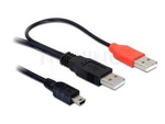 USB-A(M)+POWER USB-A(M)->MINI-B(M) 2.0 CABLE 1.5M BLACK DELOCK