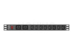 POWER DISTRIBUTION UNIT (PDU) 19" LANBERG 1U 16A 2X C19 8X IEC C13 SOCKETS 2M BLACK C20