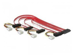 Kabel Sas Sff-88484(M) 32 Pin->4x Sas Sff-8482(F) 29 Pin + 4x Molex(M) 4 Pin 50cm Delock