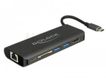 Replikator Portów Usb Type-C(M)->Hdmi,Lan,2x Usb 3.0,Czytnik Sd,Usb Type-C+Zasilanie Czarny Delock