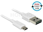 USB MICRO-B(M)->USB-A(M) 2.0 CABLE 3M WHITE EASY-USB DELOCK
