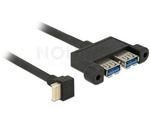 USB KEY B 20 PIN(M)->2X USB-A(F) 3.1 GEN 2 CABLE 45CM BLACK PANEL MOUNT DELOCK