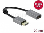 Adapter Displayport(M) 1.4->Hdmi(F) 4k 60 Hz Na Kablu 20cm Szary Delock