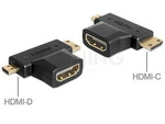 Adapter Hdmi(F)->Hdmi Mini(M)+Hdmi Micro(M) Czarny Delock