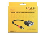 Adapter Usb-A(M) 3.0->Vga(F) Na Kablu 20cm Czarny Full Hd 60hz Delock