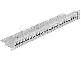 Patch Panel 24 Port 1u Do Modułów 19" Keystone Szary Delock