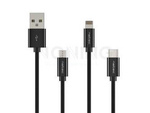 Kabel 3 W 1 Usb-A-Micro Usb+Usb-C+Lightning 1m Czarny Natec Prati