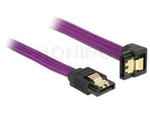 SATA DATA III (6GB/S) F/F CABLE 30CM DOWN ANGLE METAL CLIPS PURPLE PREMIUM DELOCK