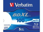 BD-R VERBATIM XL 100GB X4 WIDE INKJET PRINTABLE (5 JEWEL CASE)