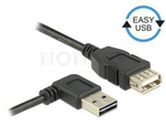 Przedłużacz Usb-A M/F 2.0 0.5m Kątowy Lewo/Prawo Easy-Usb Czarny Delock