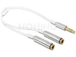 Adapter Minijack 3.5mm(M) 3pin->2x Minijack 3.5mm(F) 3pin Na Kablu 25cm Biały Delock