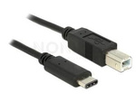 USB-C(M)->USB-B(M) 2.0 CABLE 1M BLACK DELOCK